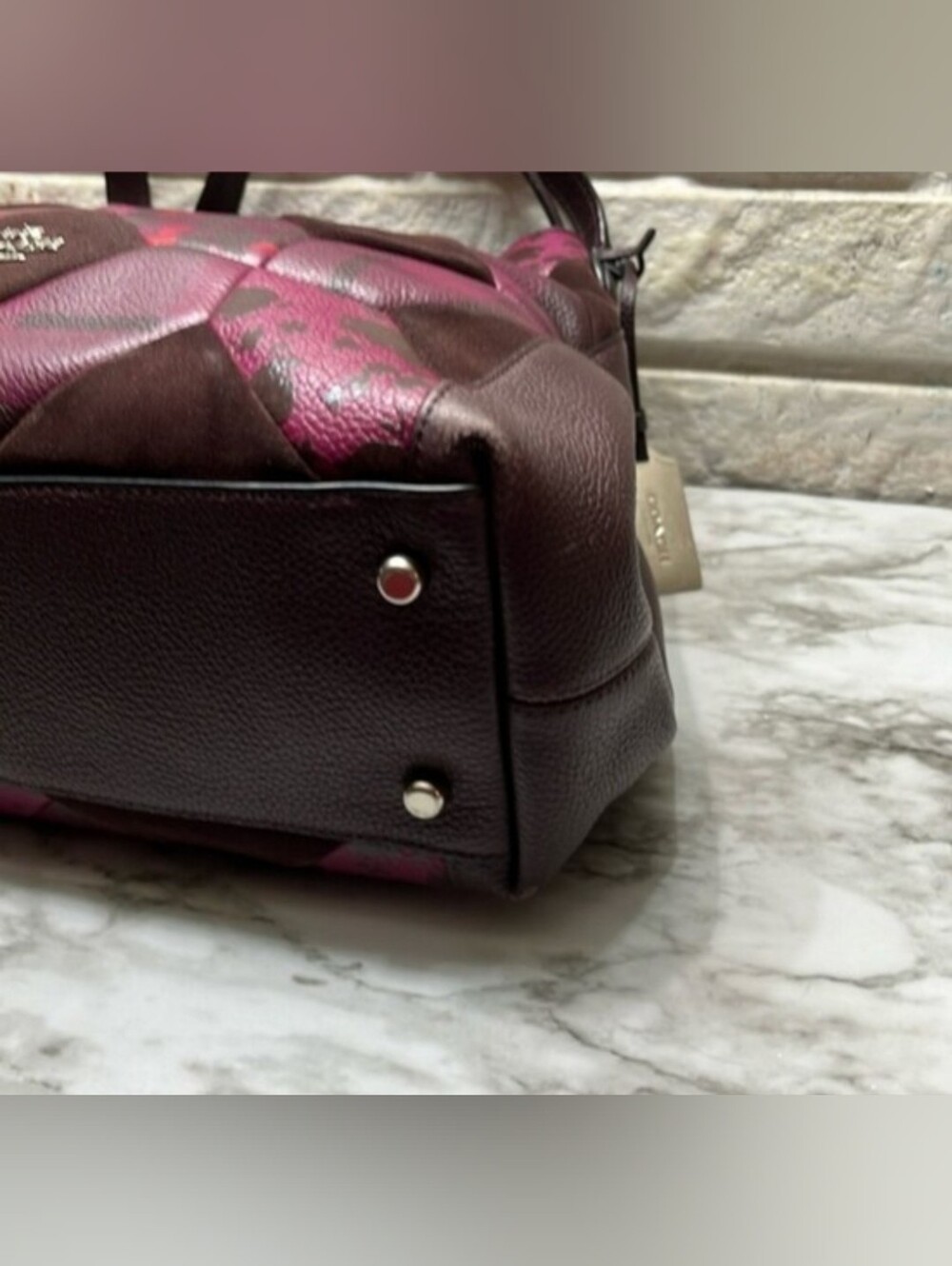 Coach 36519 Patchwork Rogue Tote / Shoulder Bag - Purple Multi Suede & Leather - Picture 13 of 15